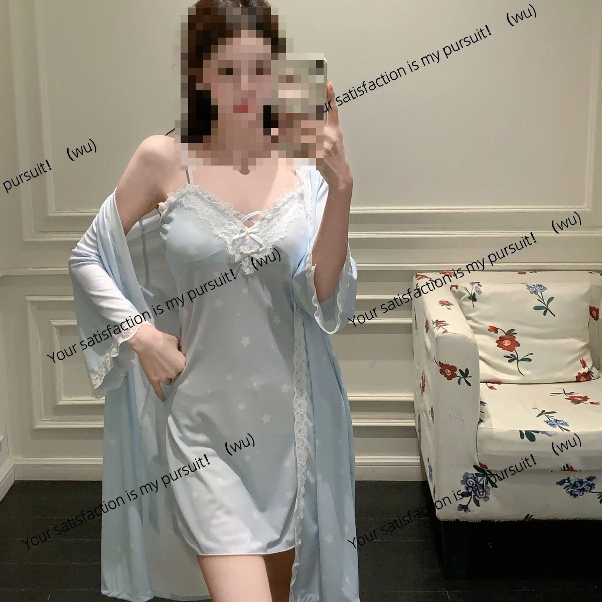 Spring and summer Japanese sweet suspender nightgown women's sexy thin suspender ice silk nightdress pure desire style nightgown