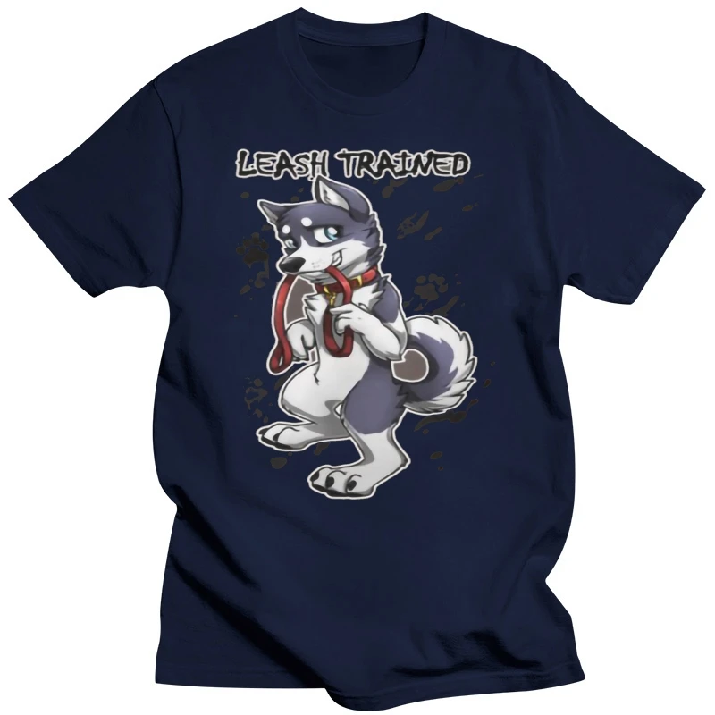 Fashion Cool Men T shirt Women Funny tshirt Leash Trained - Dark Blue Husky Customized Printed T-Shirt