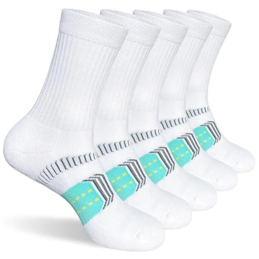 

suaskk Womens Cushioned Athletic Running Crew Socks Breathable Wicking Comfort Hiking Socks 5 Pairs