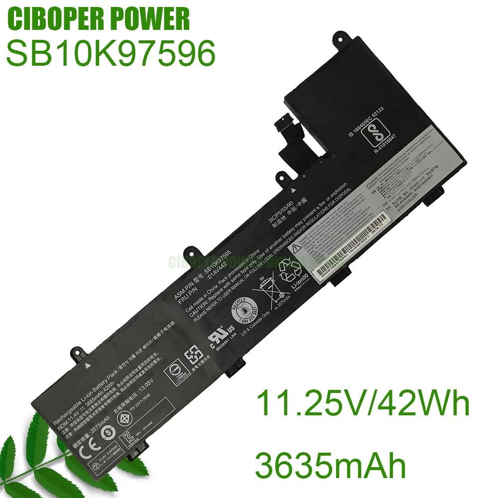 CP Genuine Laptop Battery SB10K97596 01AV442 3635mAh/42WH O1AV443 For YOGA 11E 3RD 4TH GEN 20HS 20G8 SB10J78992 00HW042 /43