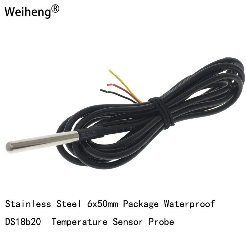 DS18B20 Stainless Steel Package 1/2/3meters Waterproof 18b20 Cable Temperature Sensor  Probe