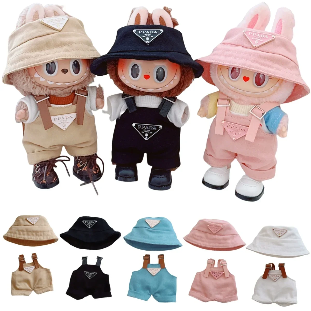 For 17cm v1v2 Labubu Clothes Labubu Sitting Party Hat Bib Pant Shoes Dolls Accessories Cute Decoration Game Toys image 2