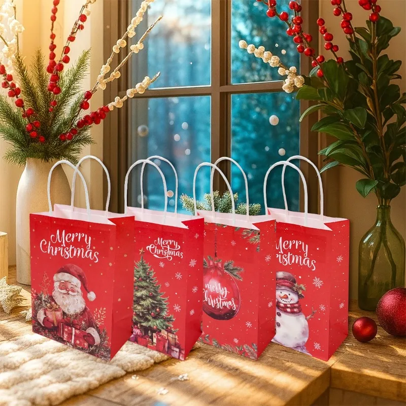 أكياس ورق كرافت عيد الميلاد مع تصميم سانتا عطلة حفلة لصالح أكياس ديكور المنزل عيد الميلاد الحلي تخزين المواد الزينة