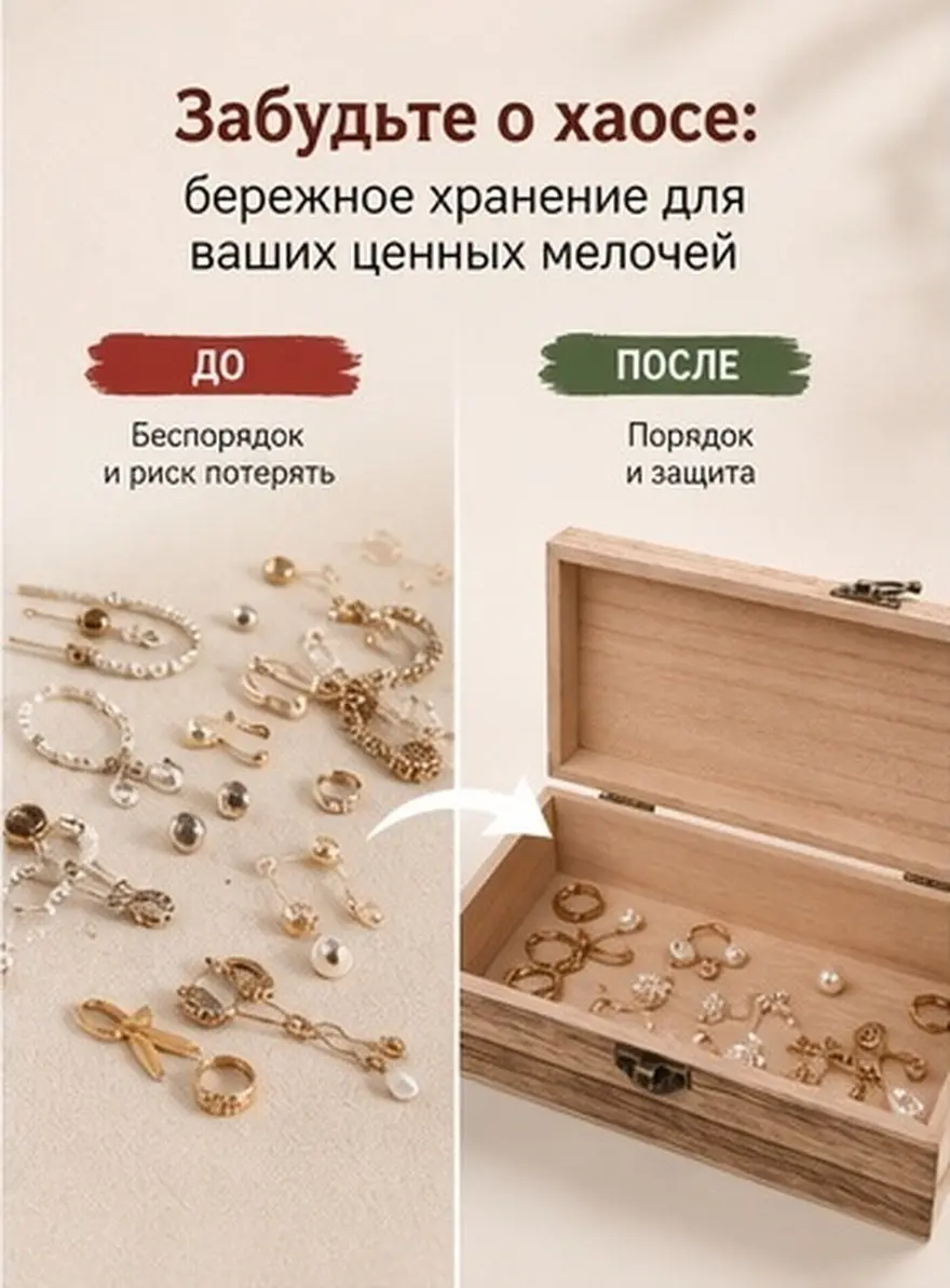 Wooden Rectangular Jewelry Box Rustic Style Lid Convenience Jewelry Storage Organizer Container Wooden Boxes with Lids