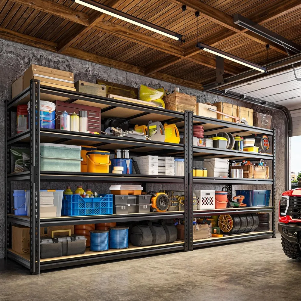 55" W Storage Shelves, 2550LBS Garage Shelving Heavy Duty, 5-Tier Heavy Duty Shelving, Adjustable Metal Shelving Unit for Garage