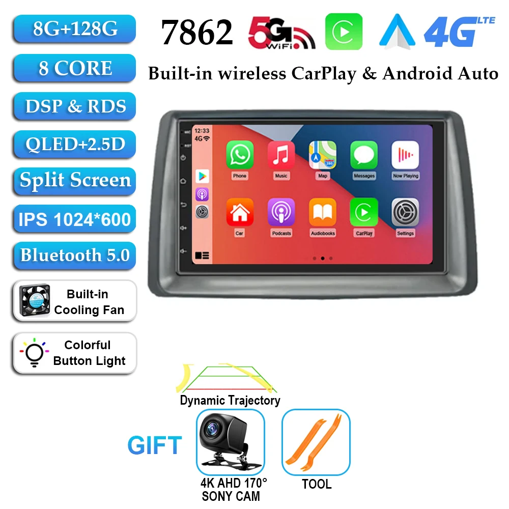 7 "Autoradio Android 14 Voor FIAT Panda 2003 2004 2005 2006 2007 -2012 Stereo Multimedia Speler navigatie Autoradio Carplay Auto