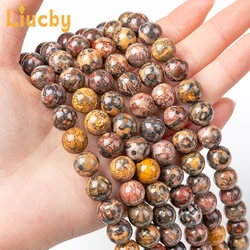 Leopardskin Jaspers Natural Round Beads DIY Charm Bracelet Earrings Accessories Gift For Jewelry Making 15