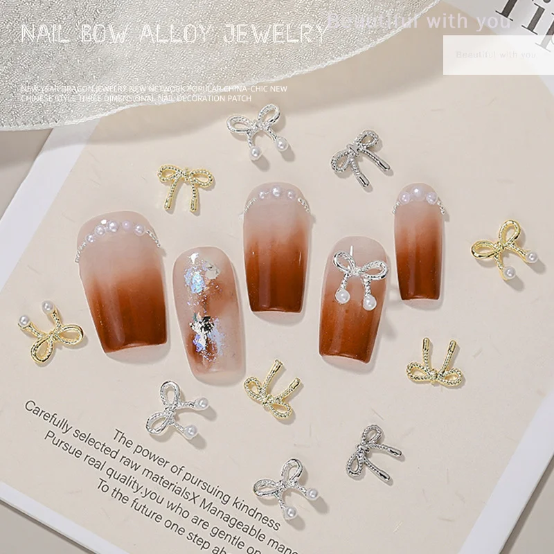 

5 Pcs 3D Alloy Bow Nail Art Charm Ribbon Bowknots Nail Accessories For Women Girls Nail Decorations DIY Craft Jewelry (4 Styles)