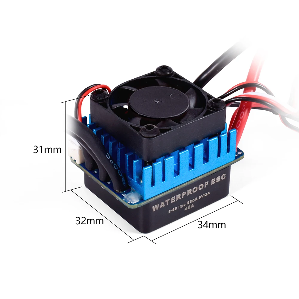 Wltoys Brushed ESC Waterproof ESC Speed Controller with 45A  Brushless BEC for 1/12 RC Car 124016 Parts for RC Car ESC