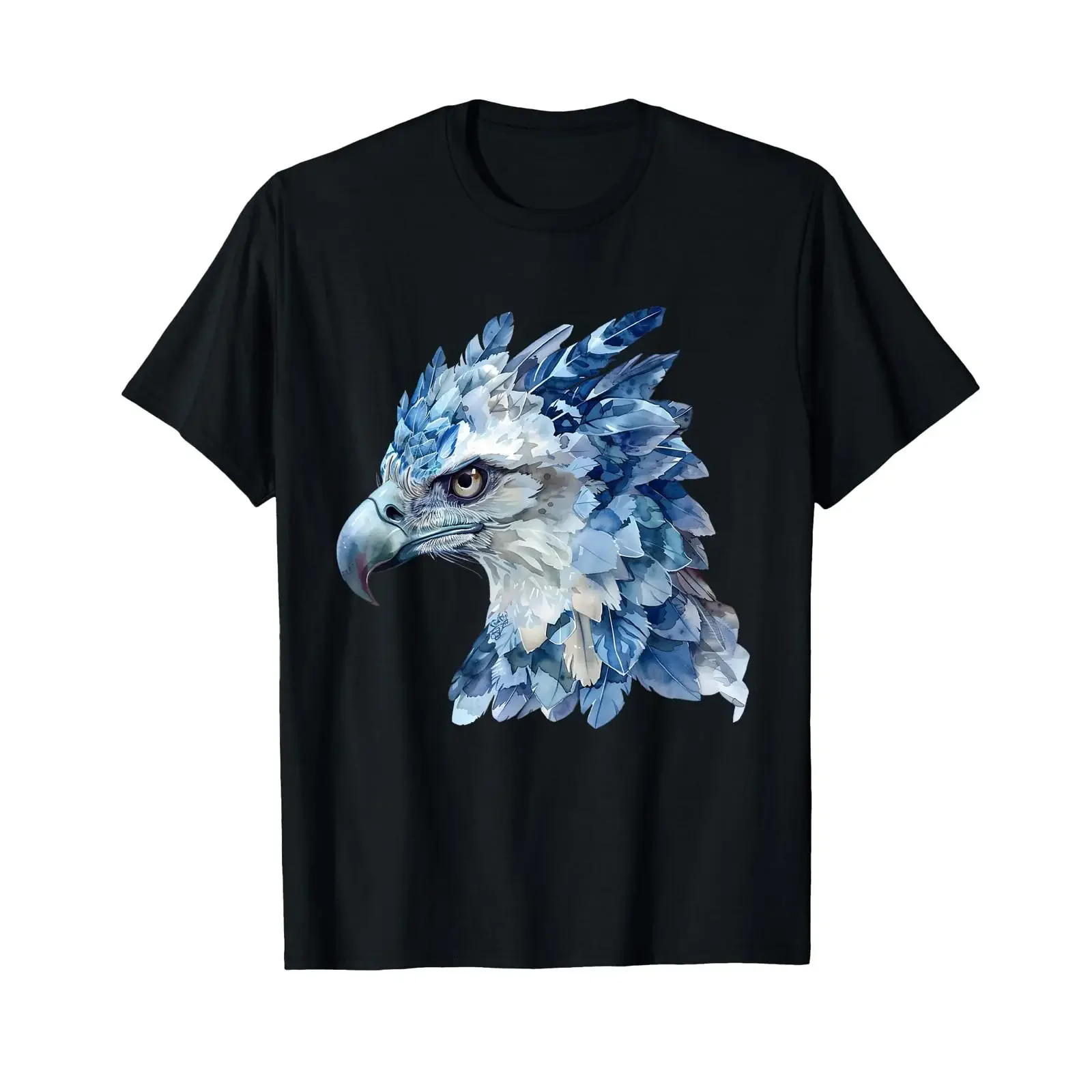 Beautiful Blue Harpy Eagle Bird Lover Head Face Watercolor T Shirt vintage Washed streetwear graphic designer clothes