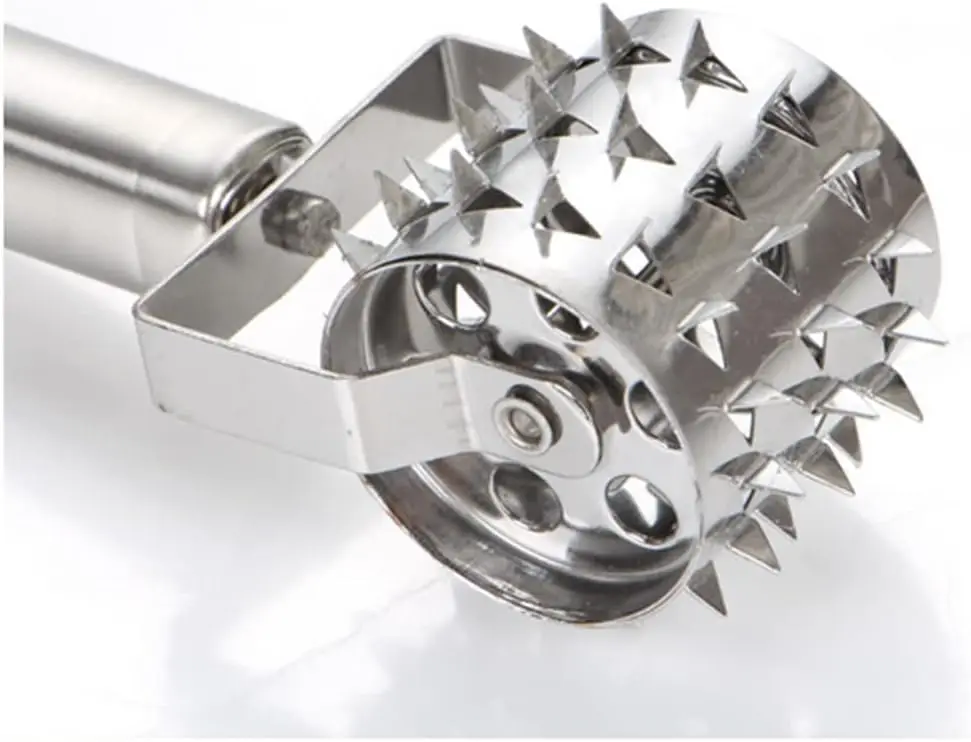 

Meat Tenderizer- Stainless Steel Meat Tenderizer Roller Rolling Hammer-Pizza Roll Meat Needle Pin Hole Punch for Steak Chicken Pork Beef