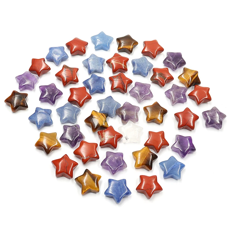 

30pcs Natural Crystal Star 15mm Mini Gemstone Jewelry Making Chakra Energy Protection Reiki Healing Meditation DIY Craft Gift