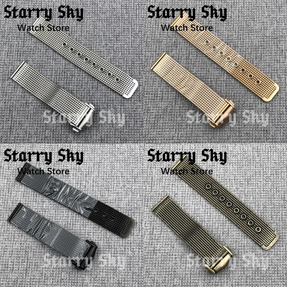 

Starry Sky New 20mm Silver/Rose Gold/Black/Bronze Stainless Steel Mesh Watch Strap Watch Parts Metal Wristband Watch Accessories