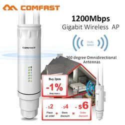 Comfast-repetidor Wifi inalámbrico AC1200 de alta potencia para exteriores, enrutador AP de 1200Mbps, doble Dand, 2,4G, 5Ghz, antena extensora Wifi de largo alcance