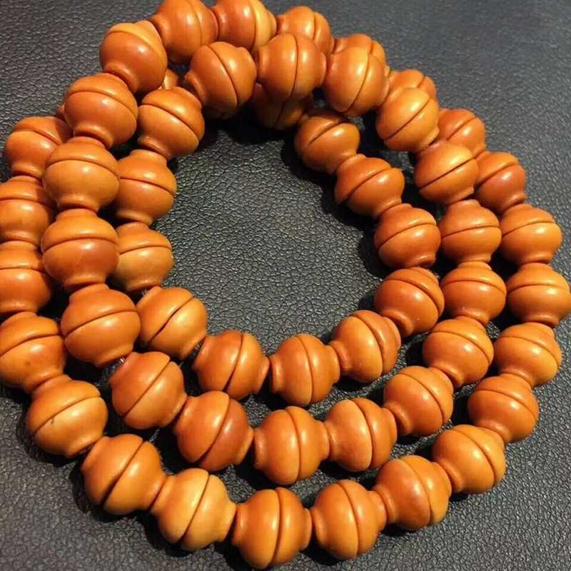 Collectible Accessories: Olive Stone , Plain , 108 Beads in a Golden Bowl, 6*3mm, for handling and wearing, Small Oliv
