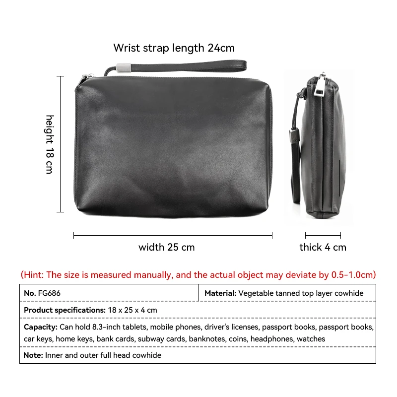 Casual Genuine Leather Men Clutch Bag Large Capacity Long Wallet Cell Phone Poacket Business Multifunction Wallet Handbag