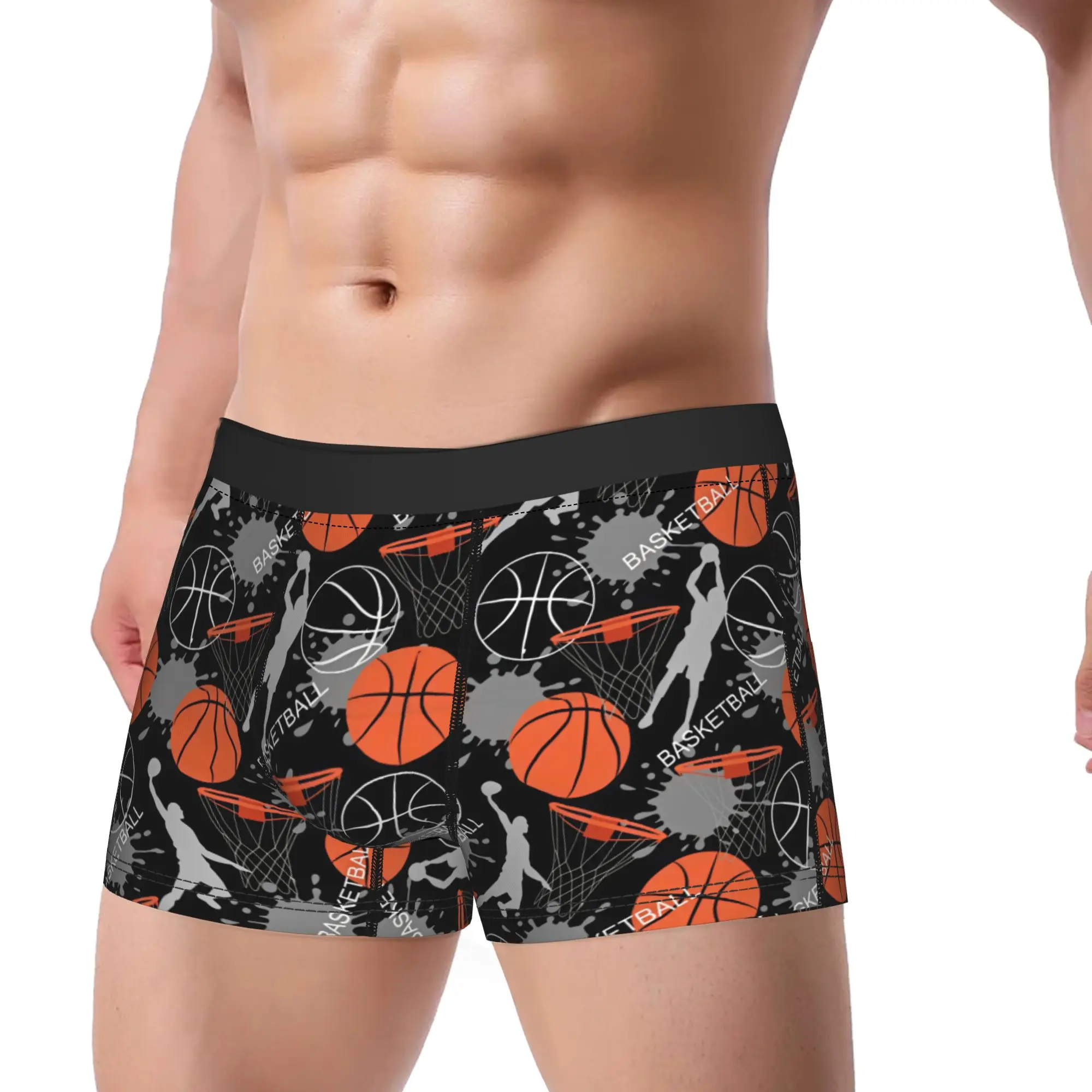 Basketball Hoop Player Silhouette Underwear  Custom DIY Boxershorts Quality Men Panties Comfortable Shorts Briefs Gift