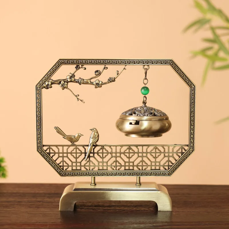 Luxury Copper Incense Burner Chinese Fragrance Sandal Incense Burner Vertical Metal Interior Quemador Inciensos Home Fragrance