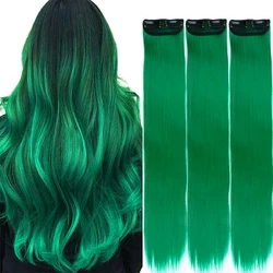 Extensions de Cheveux Synthétiques à Clips Colorés, Mèches de ix, Lisses, 22 Pouces, 5 Paquets, pour Femme et Fille