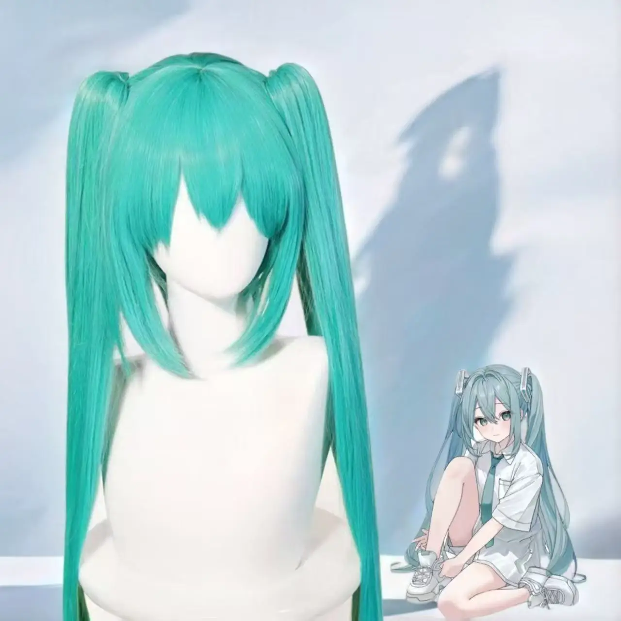 

1 piece, various styles, green or pink twin-tail long hair, cosplay wig from Cong Yu (loose hair style)