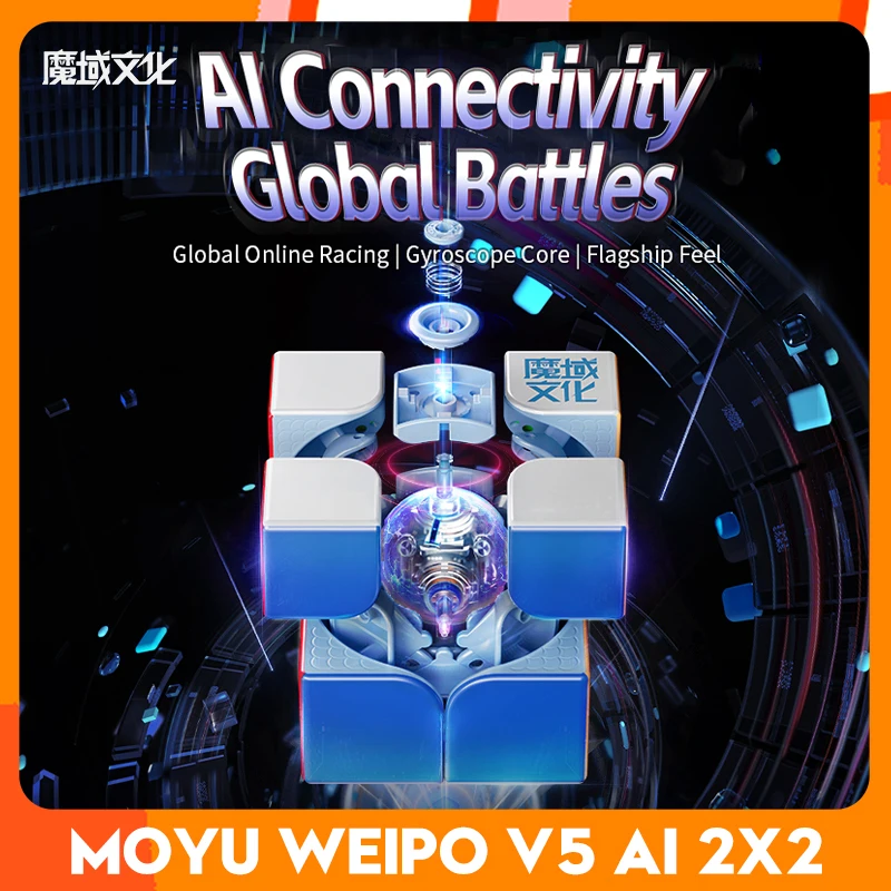 [CubeFun]MoYu WeiPo V5 Ai inteligentna magnetyczna UV magiczna kostka 2x2x2 Bluetooth inteligentna kostka z rdzeniem kulkowym profesjonalne zabawki dla dzieci prezenty