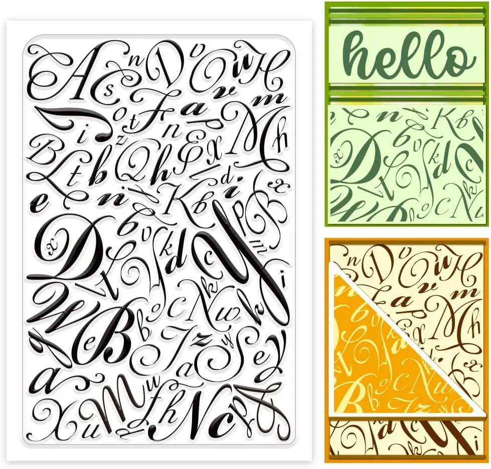 Word Clear Stamps, Full Letter Background Board Silicone Stamp Transparent Seal Stamps Rubber Stamps for Paper Crafting