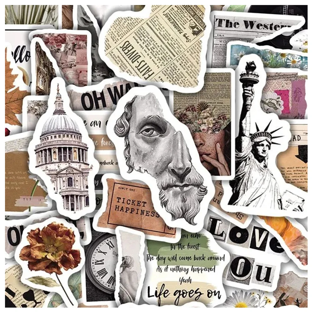 

10/30/50pcs Vintage Stickers Retro Vsco Graffiti Aesthetic Ins Vinyl Decals Stationary Notebook Guitar Sticker Toys Kids Gifts