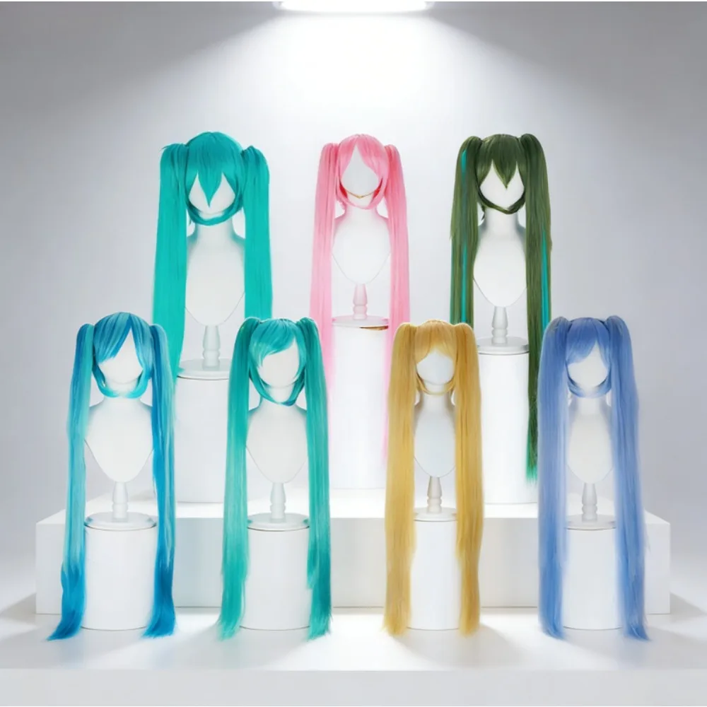 ブルーグラデーションの雪をテーマにしたコスプレウィッグ-かわいい二重ポニーテールと蝶結びデザイン-アニメコスプレやパーティーに最適