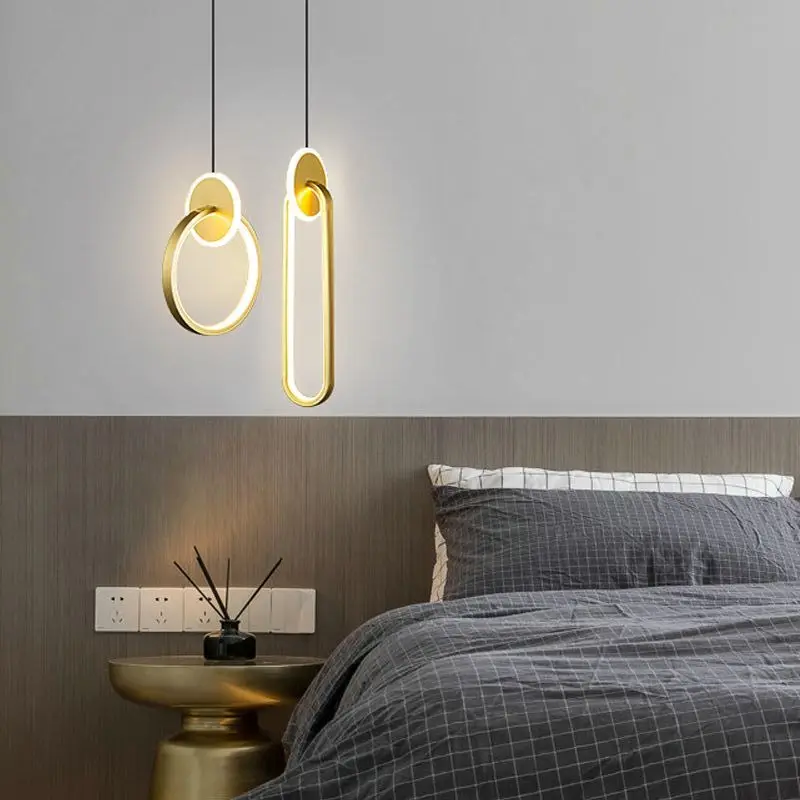 

Modern LED Simple Ceiling Suspension Pendent ligths Living Room Bedroom Bedside Chandelier Gold Black Hanging Light Decor luster