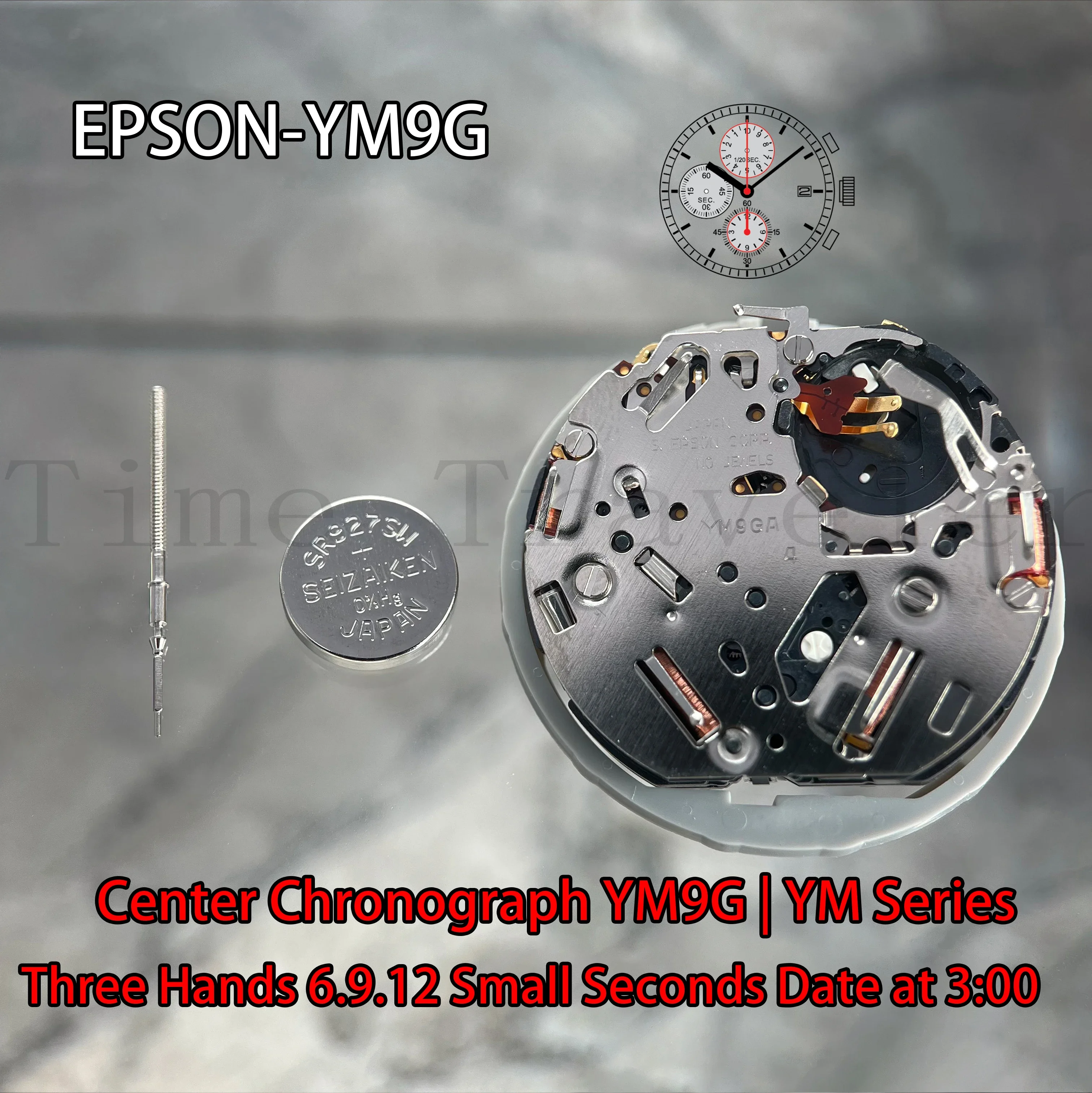 Movimento YM9G movimento Epson YM9GA serie YM movimento al quarzo YM9GA dimensioni: 12''6 lancette 6.9.12 piccoli secondi/data display alle 3:00