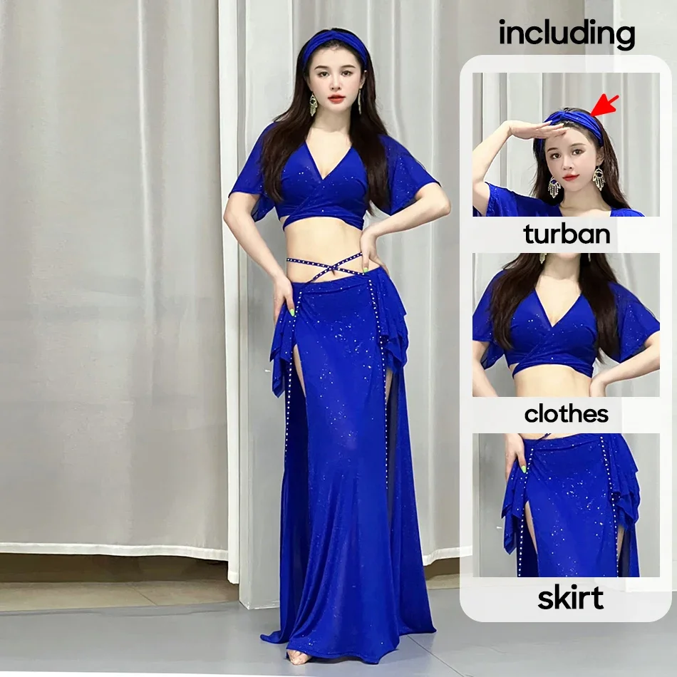 

Belly Dance Performance Suit Outfit Bellydancing Top and Skirt Adult Women Stage Performance Clothings Practice Clothes Wear