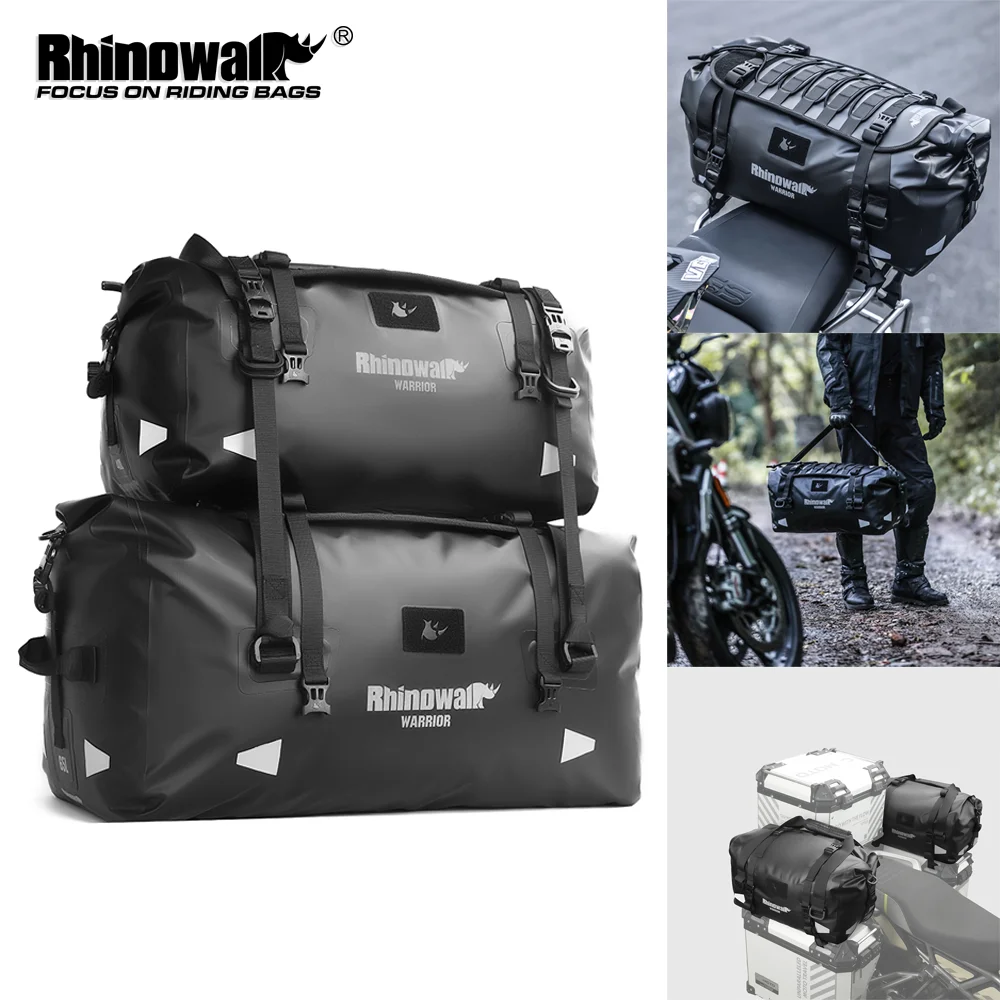 

Rhinowalk Motorcycle Tail Seat Bag Waterproof 20L/40L/65L Large Capacity Motor Saddle Pannier Luggage With MOLLE Expansion Panel
