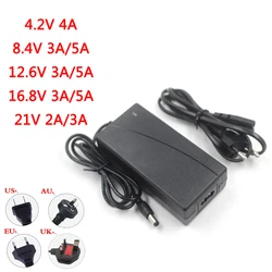 Chargeur de batterie Lithium-ion, 4.2V, 8.4V, 12.6V, 16.8V, 21V, 25.2V, 2a, 3a, 4a, 5A, pour Pack de batteries Lithium polymère EU/US