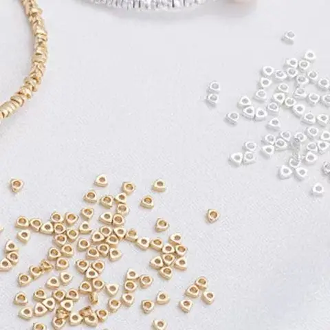

14K Gold-clad Thick Silver 2mm Triangle Small Broken Gold Separated By Bead Broken Silver Scattered Beads Handmade Bracelet Bead
