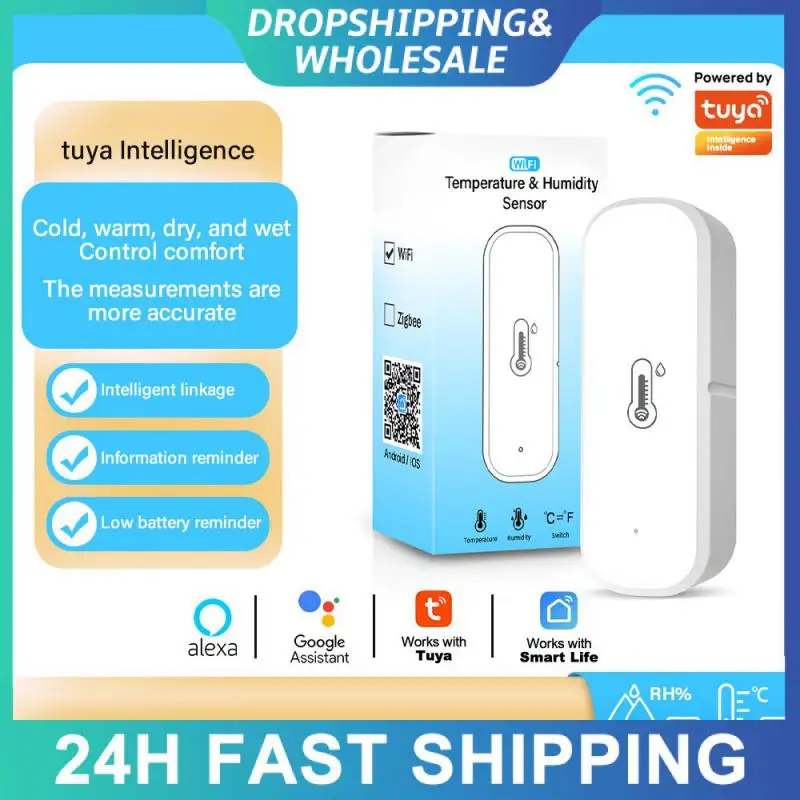 

Remote Control Tuya Wifi Temperature Humidity Sensor Voice Control Temperature Humidity Sensor Intelligent Scene Linkage