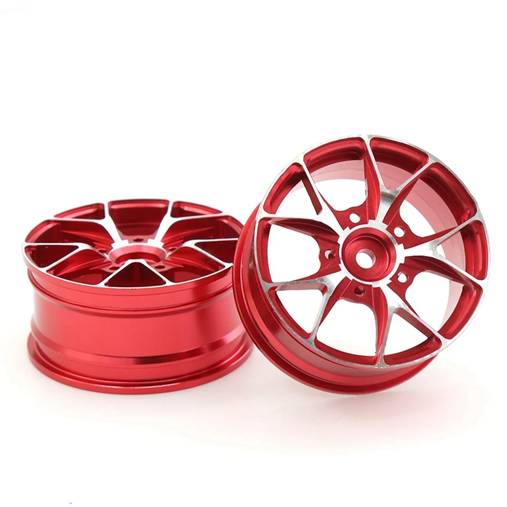 4Pcs Metal Wheel Rims Wheel Hub for 1/10 RC On-Road Drift Touring Car Sakura Traxxas HSP Tamiya HPI Kyosho RedCat,Red