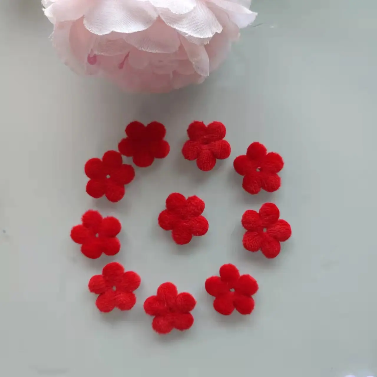 50pcs Mini Plush Floret Patch DIY Headdress Hair Clip Accessories Flower Paper Head Wedding DIY Wreath Shoes Bag Decoration