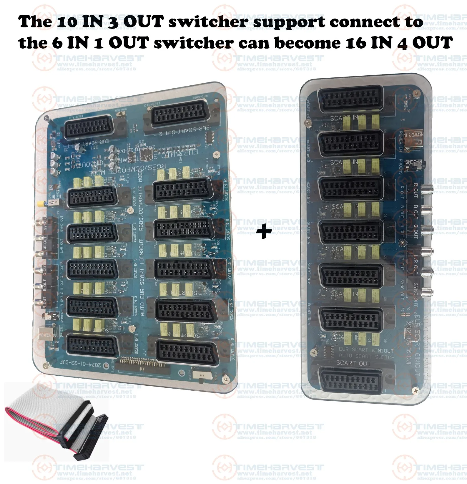 

New Upgraded Version 10 IN 3 OUT switcher support connect to the 6 IN 1 OUT switcher can become 16 IN 4 OUT ( 2 IN 1 ）Switcher