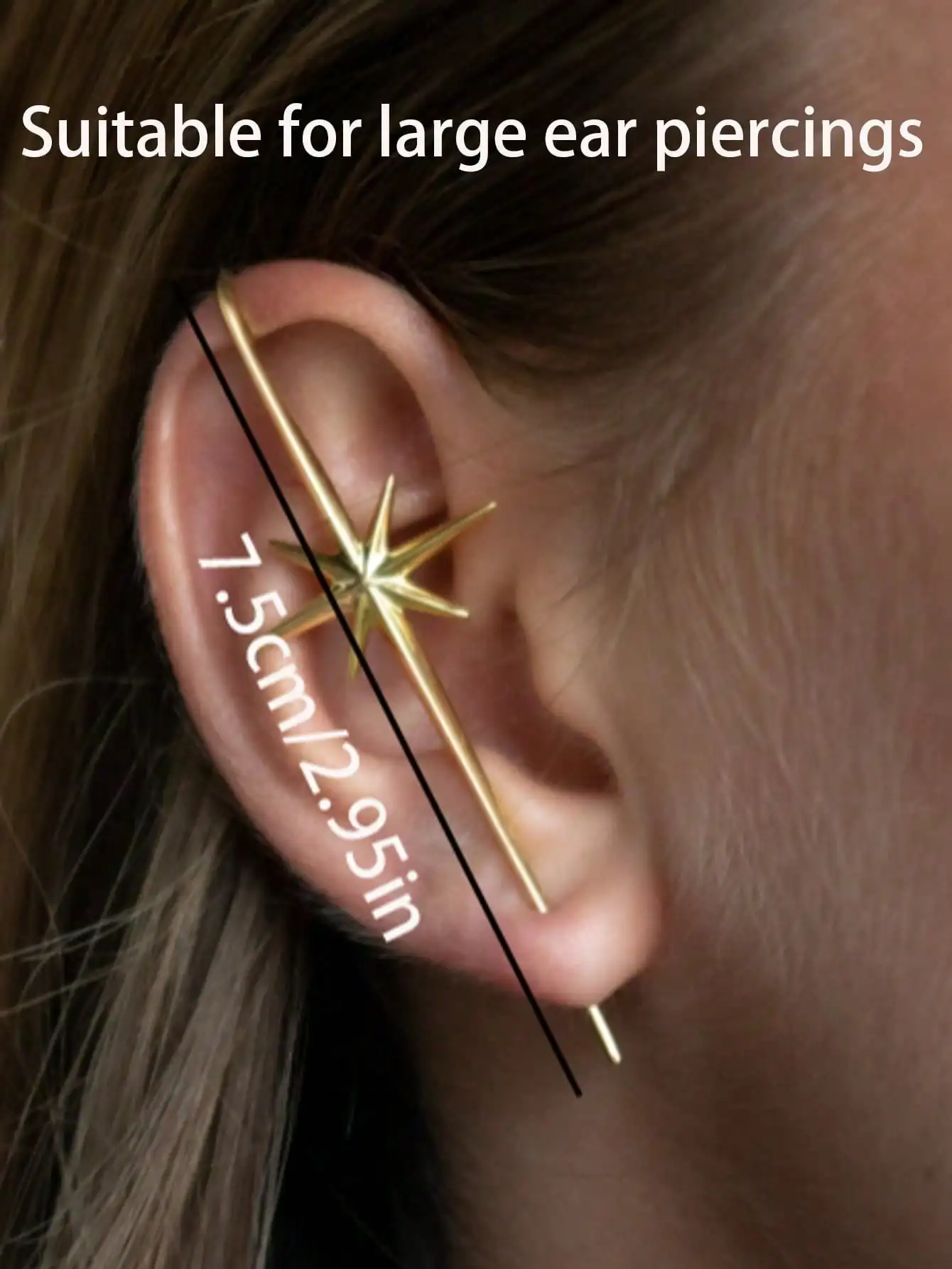 1pc Fashionable Star Copper Earrings, Suitable For Women's Casual, Music Festivals, Concerts, Parties, Office Wear (Fits Thick Ear Piercings)