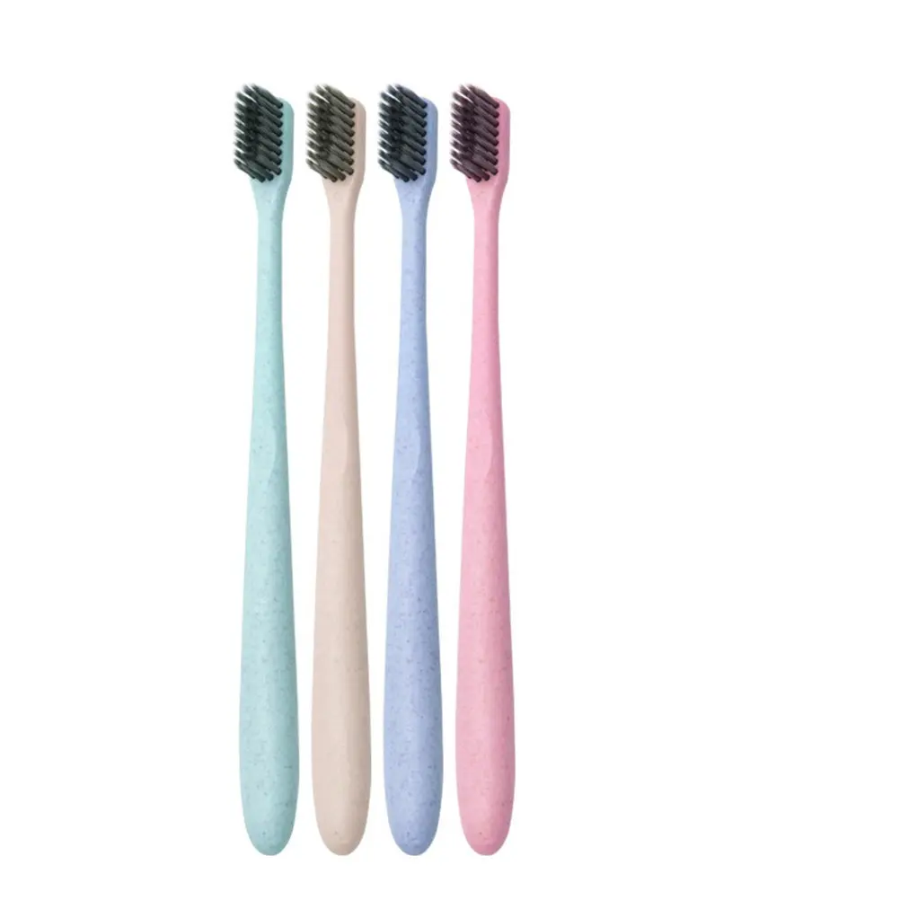 

4Pcs Bamboo Charcoal Toothbrush Wheat Straw Eco-Friendly Soft Bristles Deep Cleaning Oral Care for Home Travel Trip