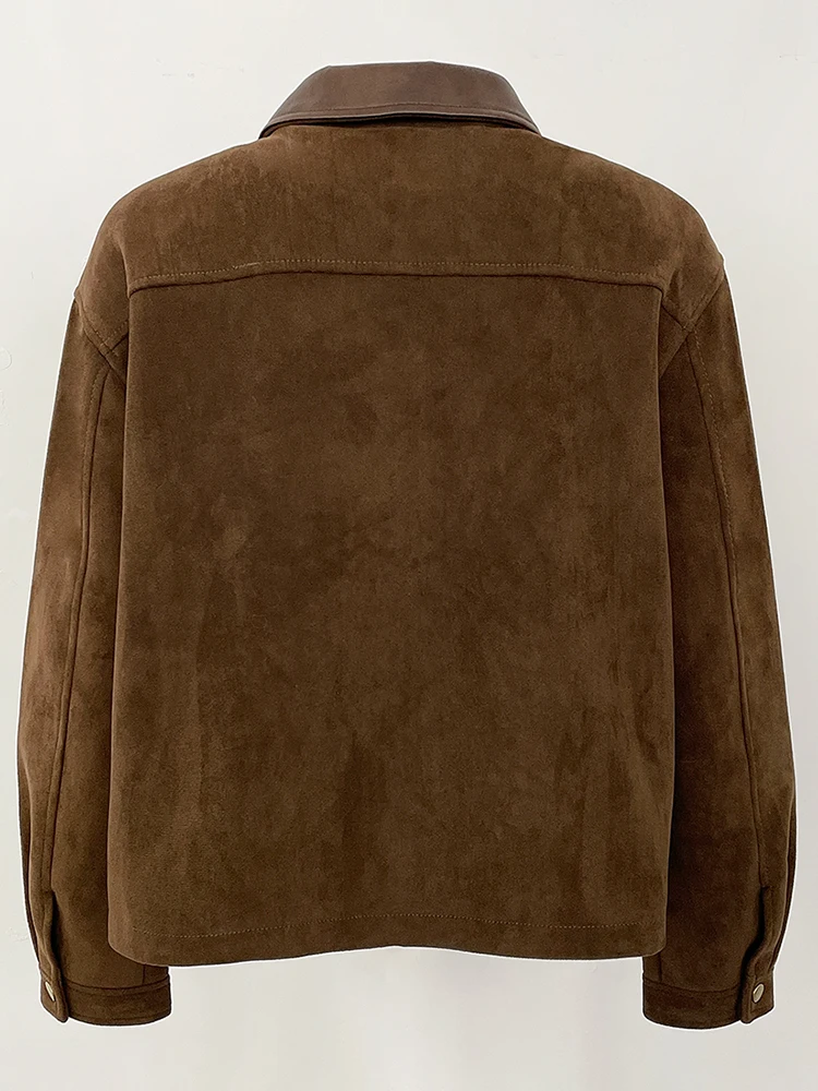 المرأة ربيع الخريف فو الجلود الملابس موضة قصيرة وهمية جلدية سترة جلدية من جلد الغزال الإناث الاصطناعي بولي معطف معطف جلد سيدة