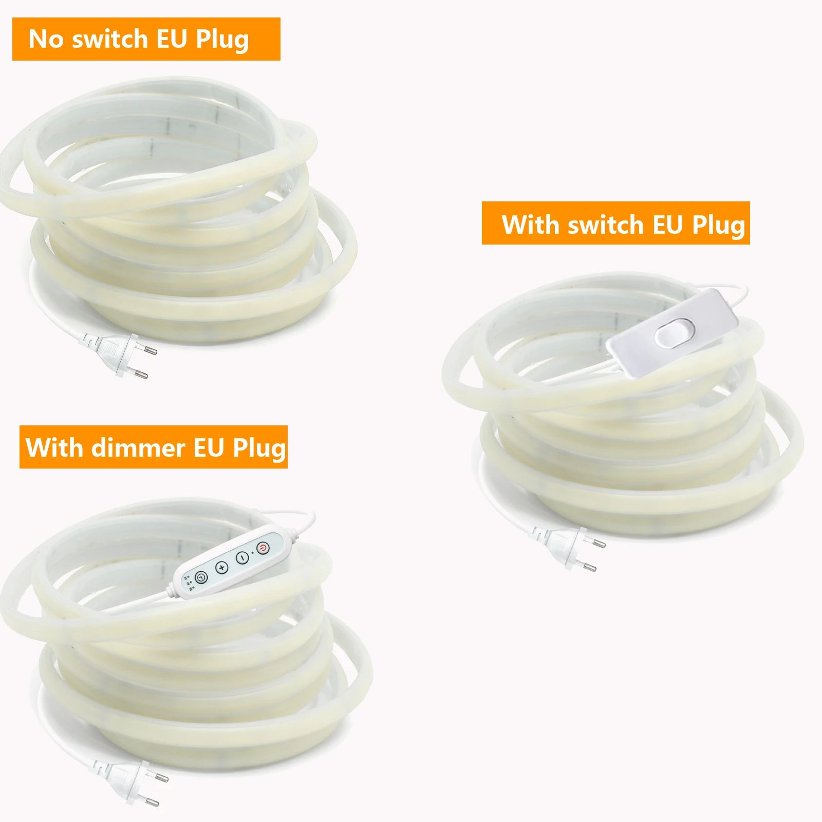 Dimmable 220V COB LED Strip Light Switch/Dimmer Power Kit Waterproof 288LEDs Warm Natural White Ribbon Tape Flex Neon Home Decor