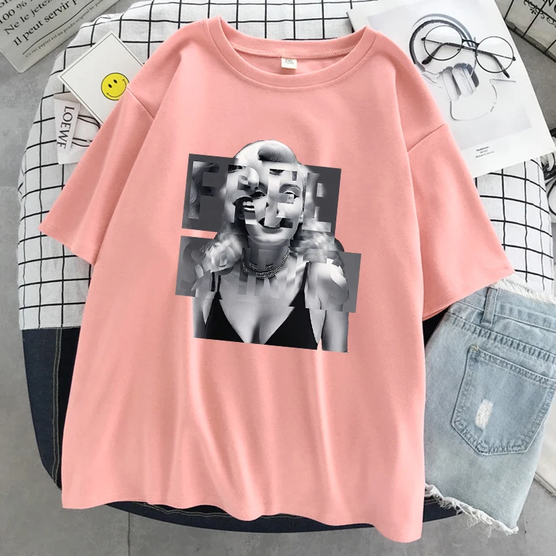 Free Spirits Actress Print Female Tshirt Breathable Cool T-Shirts Soft Comfortable Short Sleeve Fashion Sport T-Shirt Women