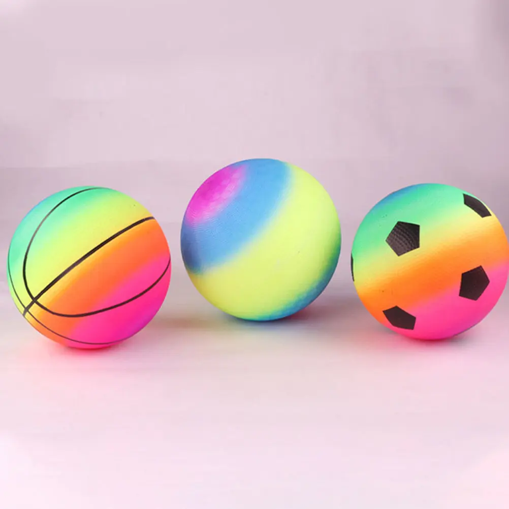 

2Pcs Rainbow Bouncing Balls Creative Basketball for Children Playground Sports Supply Brain Educational Jumping Balls