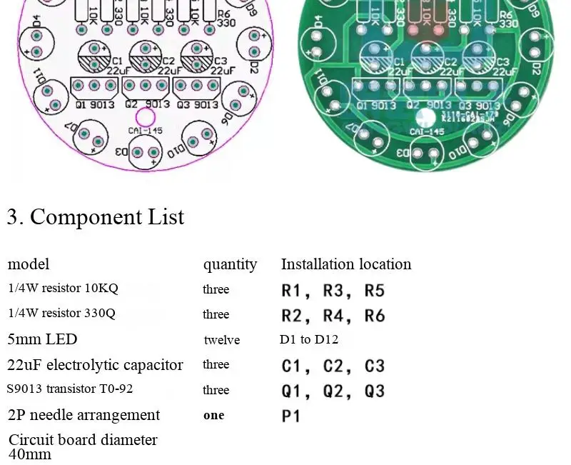LED-Lauflicht-Bausatz, Transistor-Marquee-Lichtteile, elektronische Komponenten-Trainingsplatine zum Lötpraxis – Detail 4