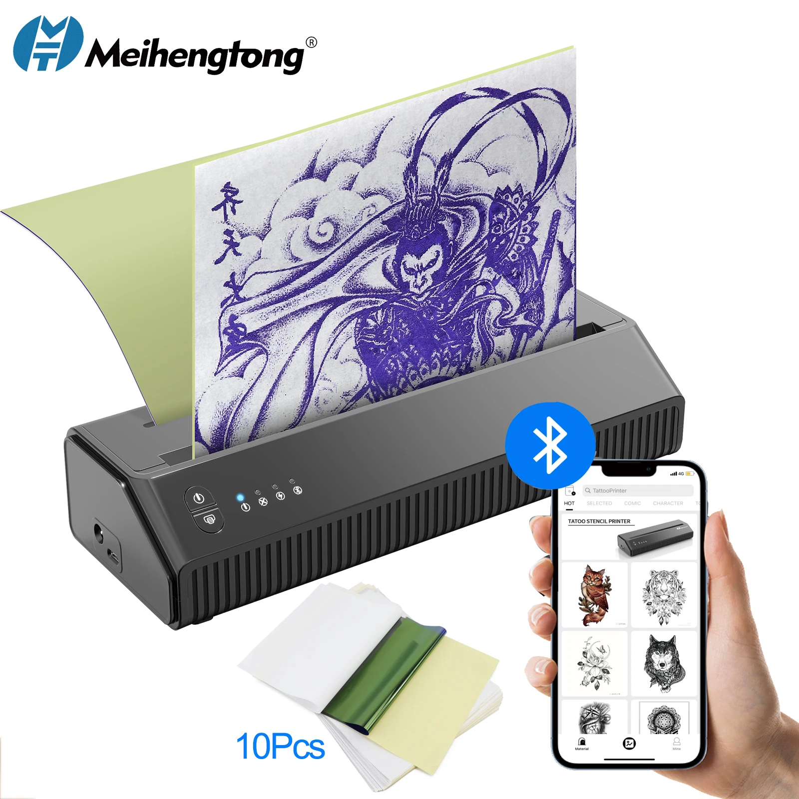 MHT-P8009 Bluetooth Tattoo printer Pattern Printer Mini Thermal tattoo transfer stencil machine bluetooth stencil tattoo printer