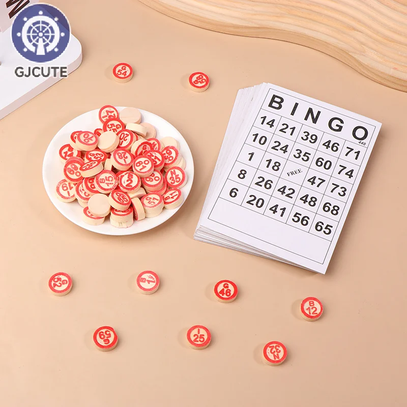 40Pcs Bingo Cards Easy Read 75 Numbers Chips Card Game Board Game Activity Intelligence Educational Bingo Toys For Kids