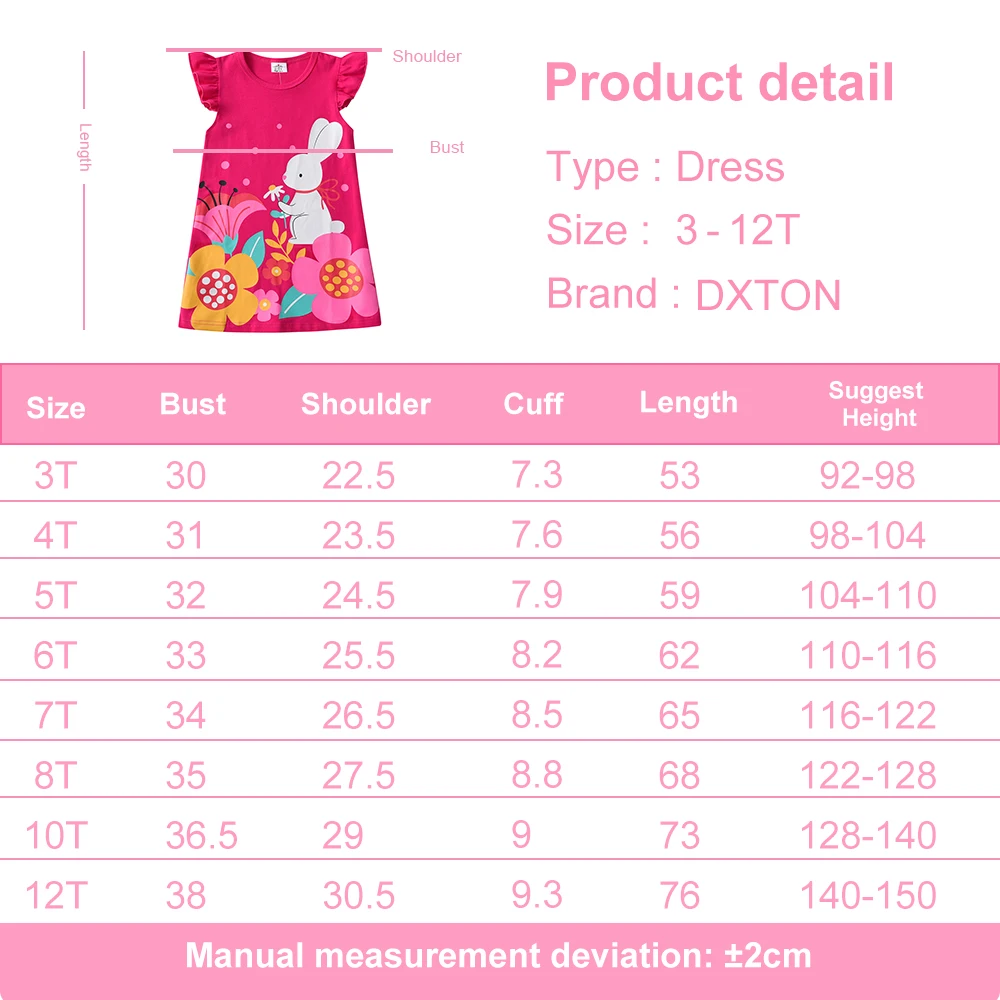 DXTON Sleeveless Summer Girls Dresses Rabbit Floral Printed Kids Outfits Princess Dress Clothing Cotton Casual Toddler Dresses view 6