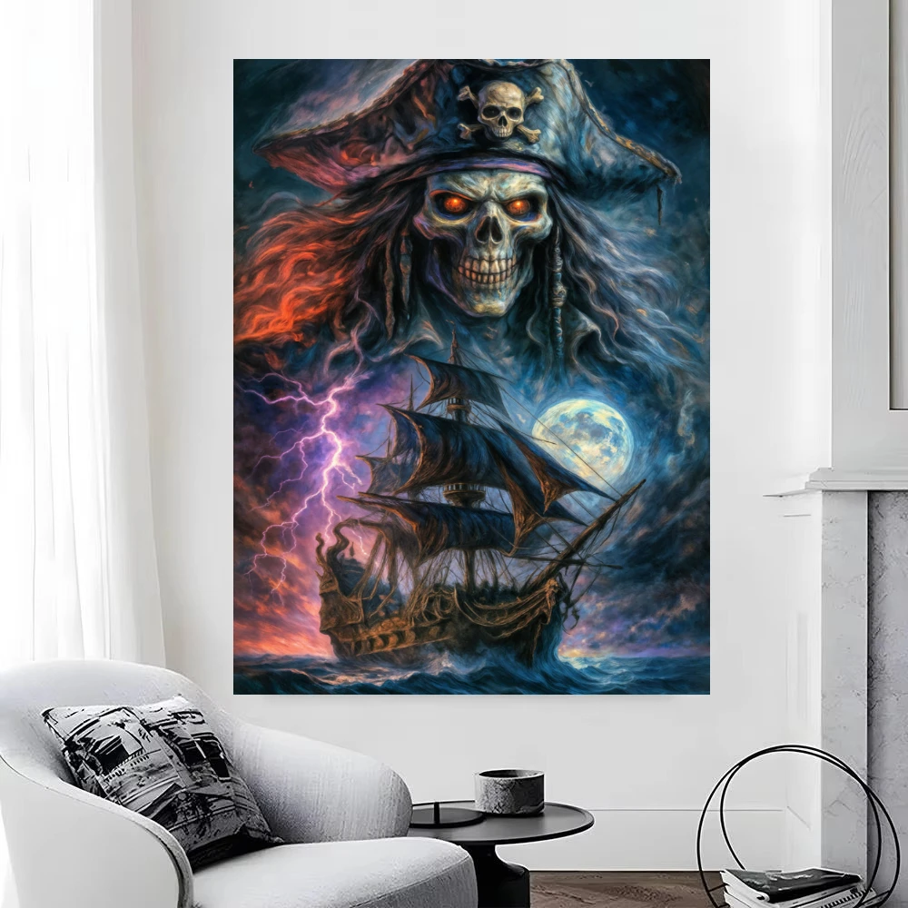 Ghost Pirate Skull Ship Storm Jigsaw Puzzles 500/1000/1200/2000 PCS Wall Decor for Living Room Bedroom Gift No Frame