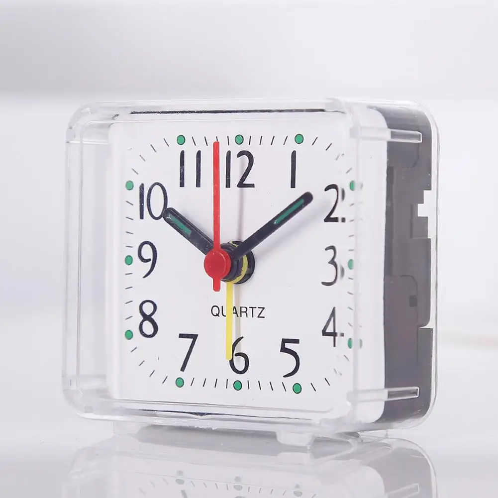 Bedside Small Alarm Clock Quartz Battery Operated Wake Up Clocks Square Candy Color Student Bedroom Alarm Clock White Green Blue
